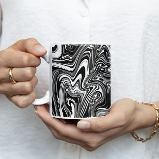 Mug Marbre Abstrait noir et blanc liquide