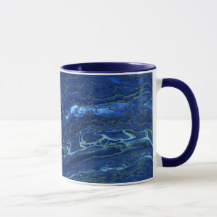 Mug Marbre acrylique bleu marine et marbre d'or Faux