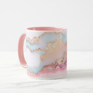 Mug Marbre Agate Populaire Blue Rose Gold Collection
