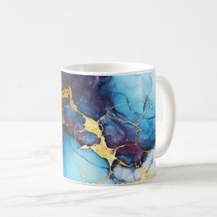 Mug Marbre Azur et Améthyste avec Veines Dorées