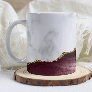 Mug Marbre Blanc Agate de Bourgogne Doré