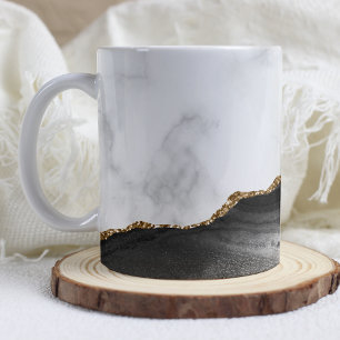 Mug Marbre Blanc Agate Noire Dorée