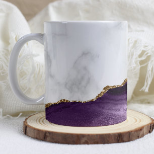 Mug Marbre Blanc Agrémenté de Pourpre Agate