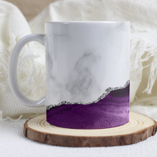 Mug Marbre blanc Argent Purple Agate
