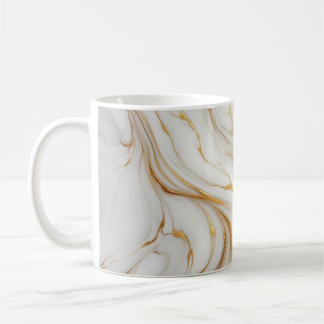Mug Marbre blanc classique avec veines d'or (Gauche)