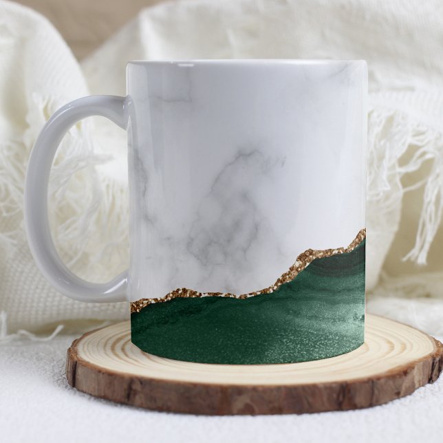 Mug Marbre blanc Emerald Green Agate Parties scintilla (Créateur téléchargé)