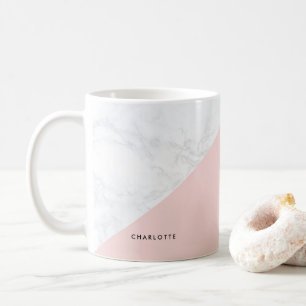 Mug Marbre blanc moderne avec Musique de Bloc Rose