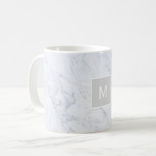 Mug Marbre blanc moderne chic Monogramme personnalisé