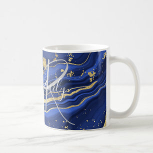Mug Marbre d'agate blanc pourpre Nom Abstrait Monogram