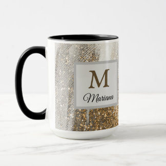 Mug Marbre de luxe Gold Strokes blanc et gris