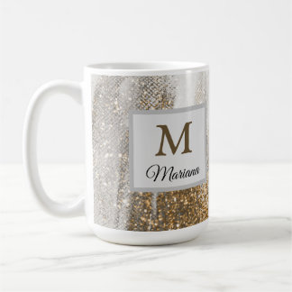 Mug Marbre de luxe Gold Strokes blanc et gris