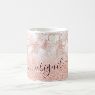 Mug Marbre de parties scintillant or rose en cuivre à
