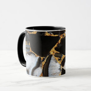 Mug marbre doré, blanc et noir