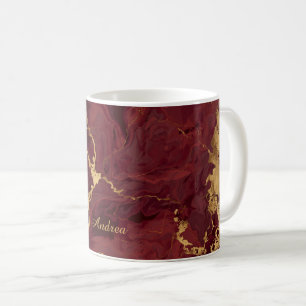Mug Marbre doré burgundy élégant personnalisé