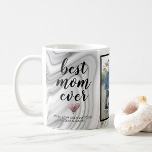 Mug Marbre élégant moderne Best Mom Ever Photo Collage