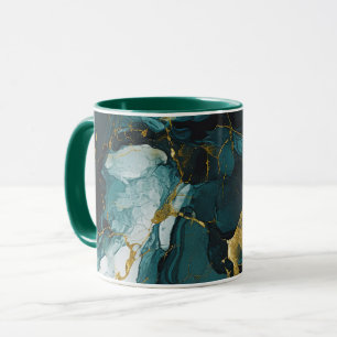 Mug Marbre émeraude aux veines dorées
