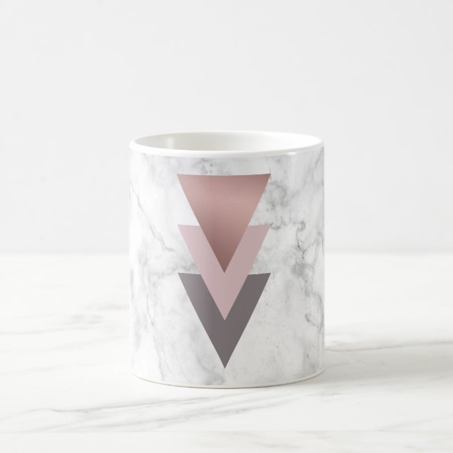 Mug marbre gris de blanc de triangles de rose rose (Centre)