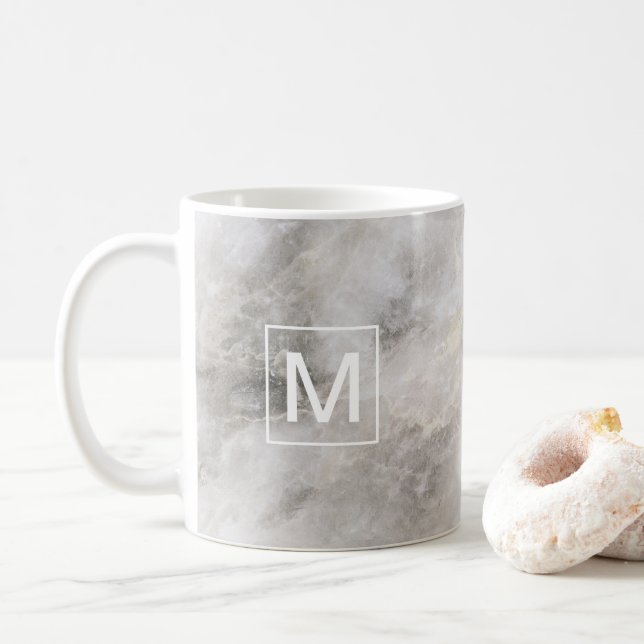 Mug Marbre gris monogramme (Avec donut)