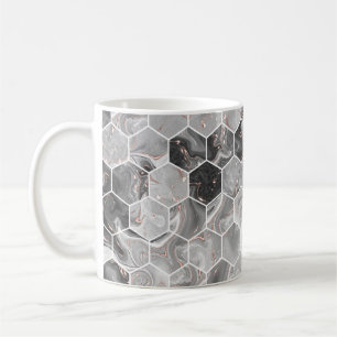 Mug Marbre hexagone texture transparente avec motif or