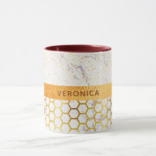 Mug Marbre or géométrique nom motif