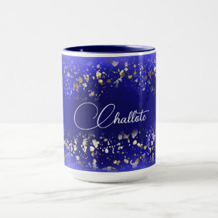 Mug Marbre Parties scintillant or violet Nom personnal