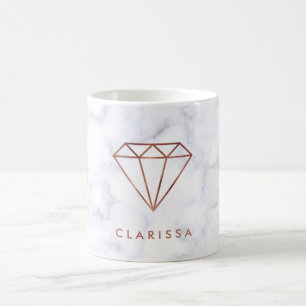 Mug marbre rose de blanc de diamant d'or de faux clair
