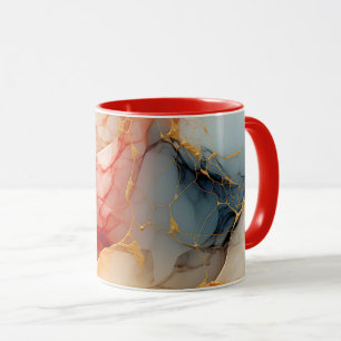 Mug Marbre Rose et Ivoire avec Veines Dorées