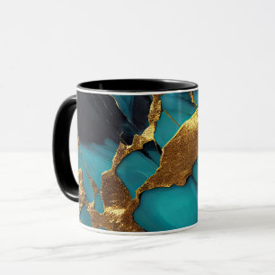 Mug Marbre sarcelle profond avec veines dorées audacie