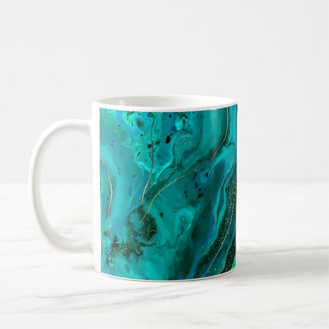 Mug Marbre vert & Or : Texture luxueuse (Gauche)