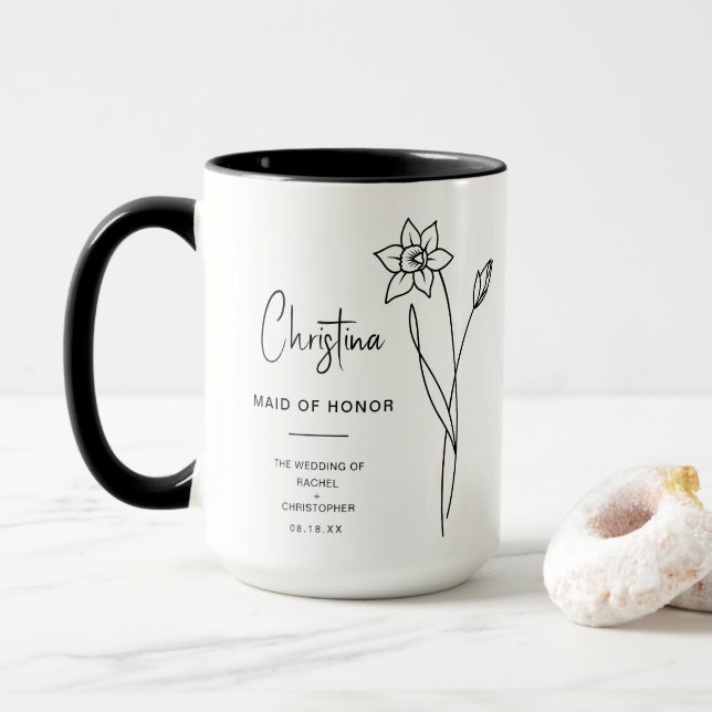 Mug Marche de la femme d'honneur | Daffodique Fleur de (Avec donut)