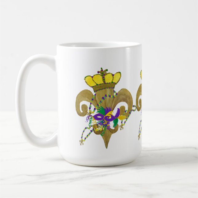 Mug Mardi Gras Crowned fleur de lis (Gauche)