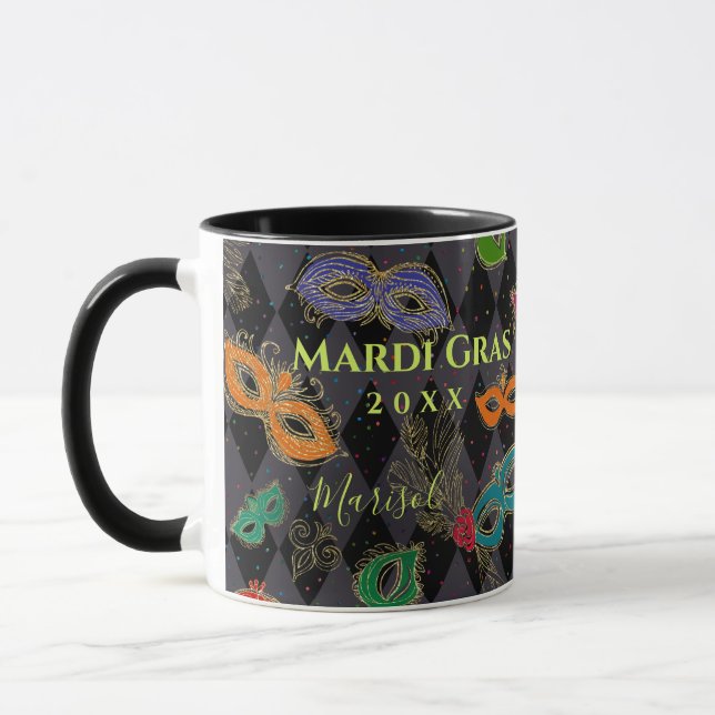 Mug Mardi Gras Mascarade Mascades Masque Arlequin Noir (Gauche)