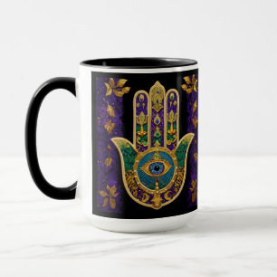 Mug Mardi Gras Or Violet Vert Hamsas Art