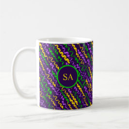 Mug Mardi Gras Vert Golden violet rubans