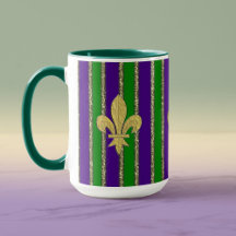 Mardi Gras Verticales Stripes & Fleur de Lys