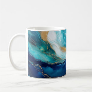 Mug Marées mystiques : L'art du cobalt et du sarcelle