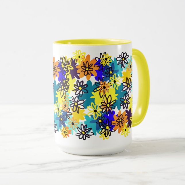 Mug margaritas, marguerites (Devant droit)