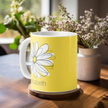 Marguerite lunaire jaune et blanc avec texte perso