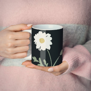 Mug Marguerite Noir et Blanc & Texte Personnalisé Mode