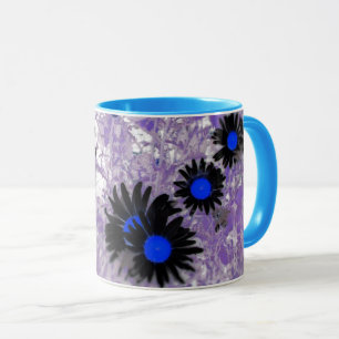 Mug marguerites noir et bleu