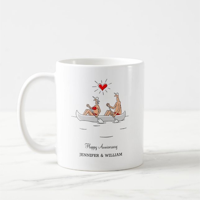 Mug Mariage Anniversaire Marié Couple Heart Canoe (Gauche)