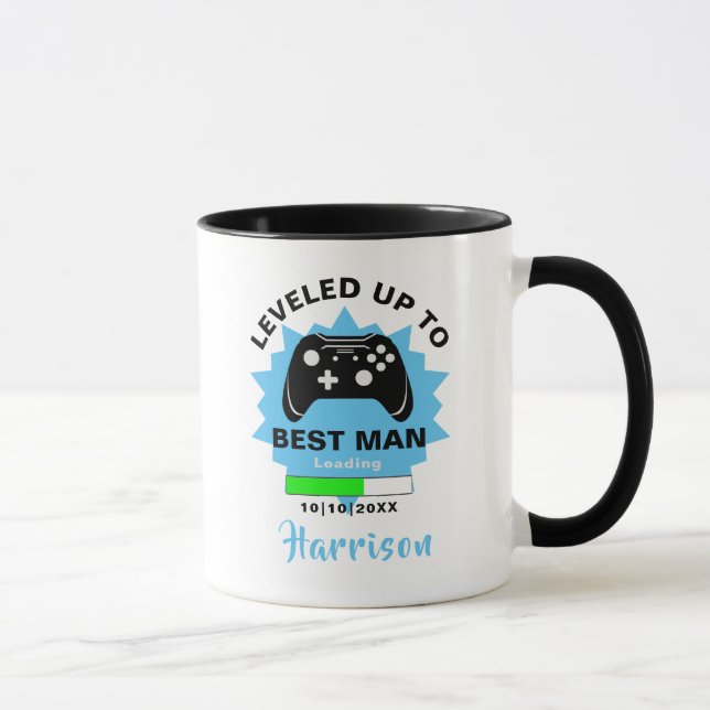 Mug Mariage Best Man Levelup Gamer Fun Glass (Droite)