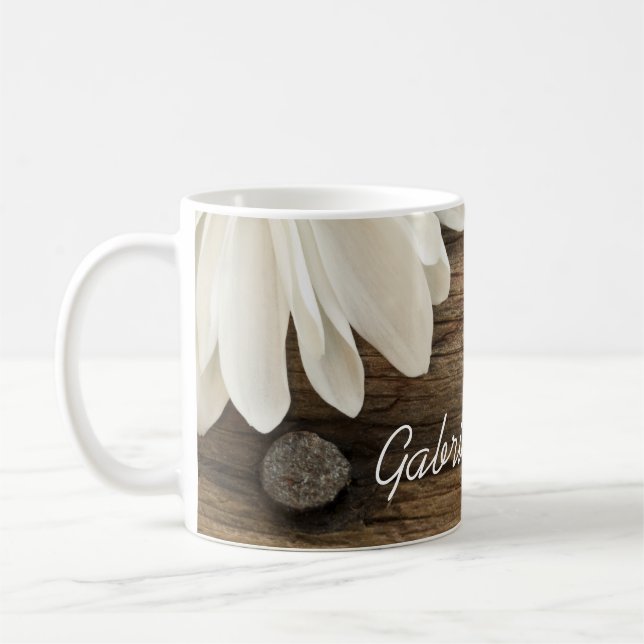 Mug Mariage campagnard blanc de marguerite et de grang (Gauche)