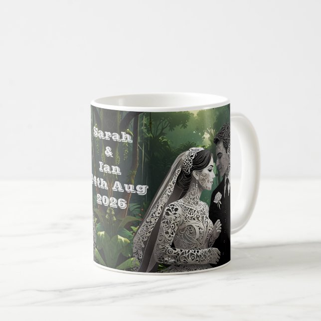 Mug Mariage couple fiançailles idée cadeau (Devant droit)