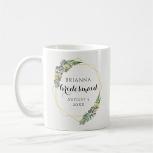Mug Mariage de couronne géométrique Succulent et vert