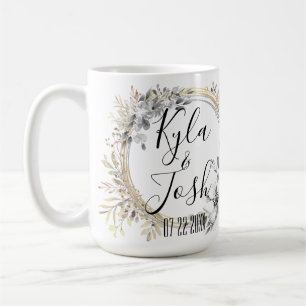Mug Mariage de couronnes florales en argent chic perso