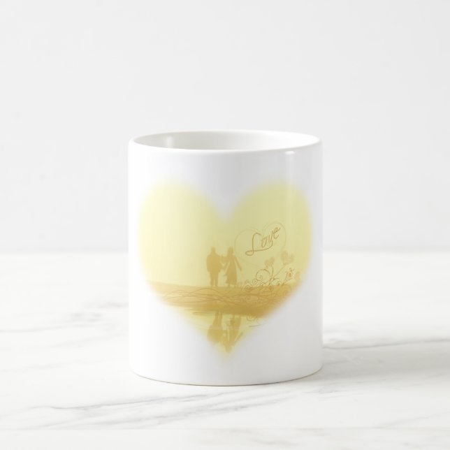 Mug Mariage de la plage de Coeur Jaune (Centre)