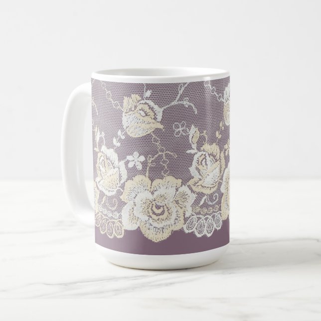 Mug Mariage Fleur Orchidée Pourpre Romantique (Devant gauche)