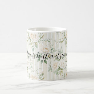 Mug Mariage Fleurs Roses Crème Romantique Fête de Mari