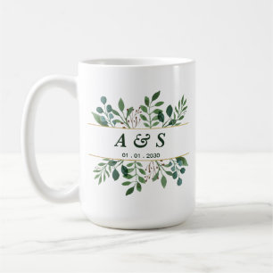 Mug Mariage Floral Vert et Blanc